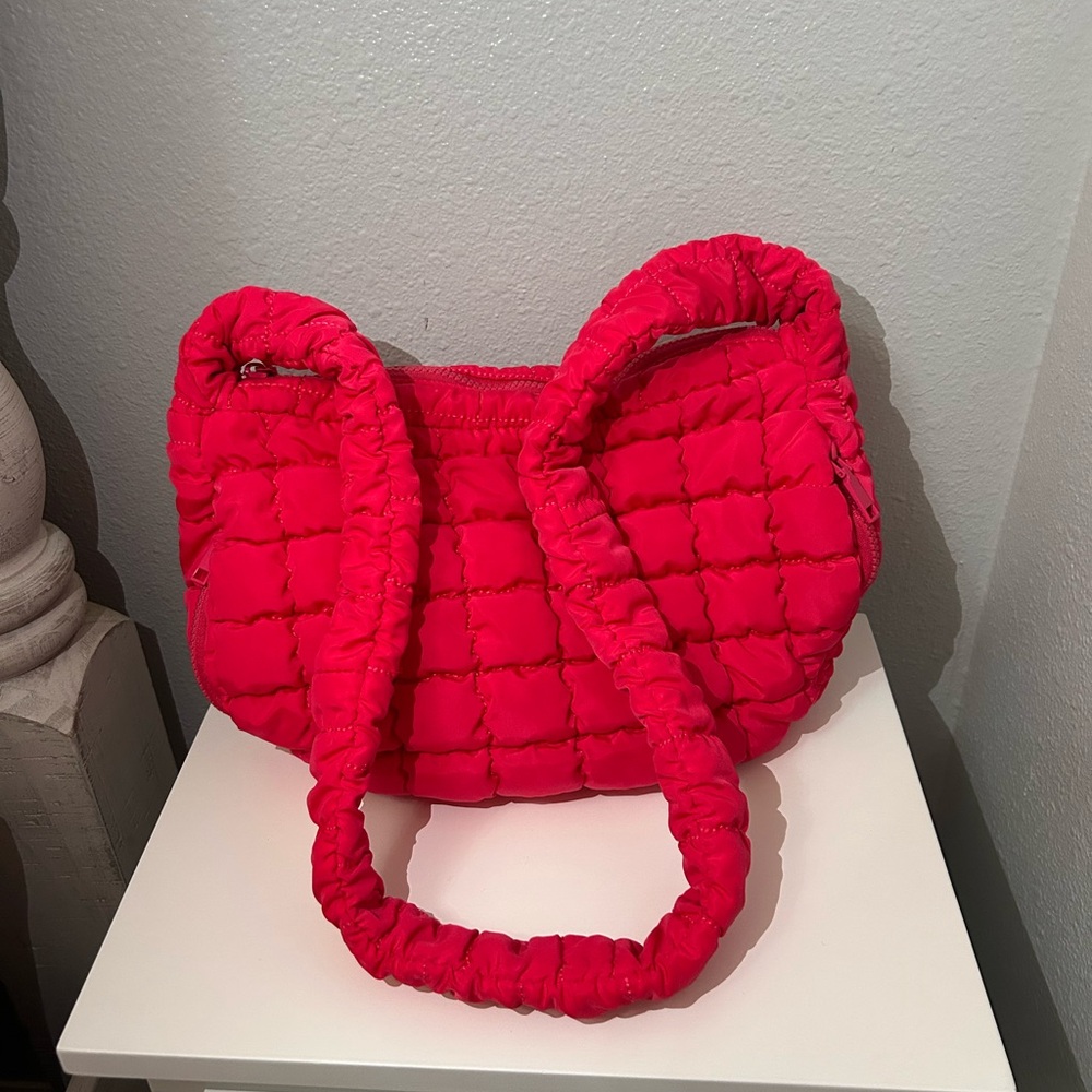 Vibrant Pink Quilted Shoulder Bag